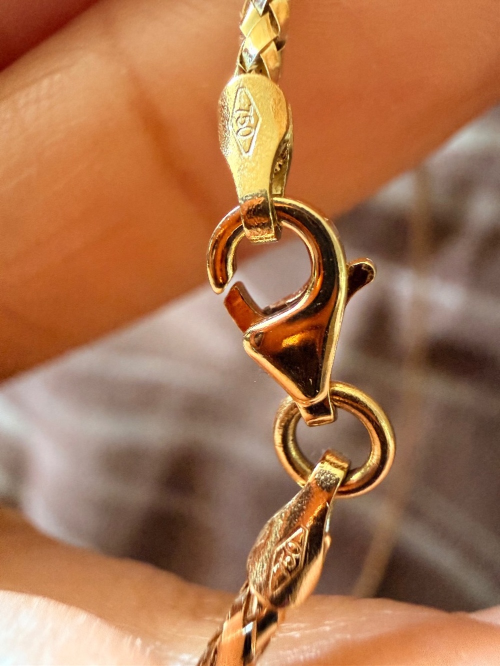 18k solid real gold Omega style necklace 16inches very nice